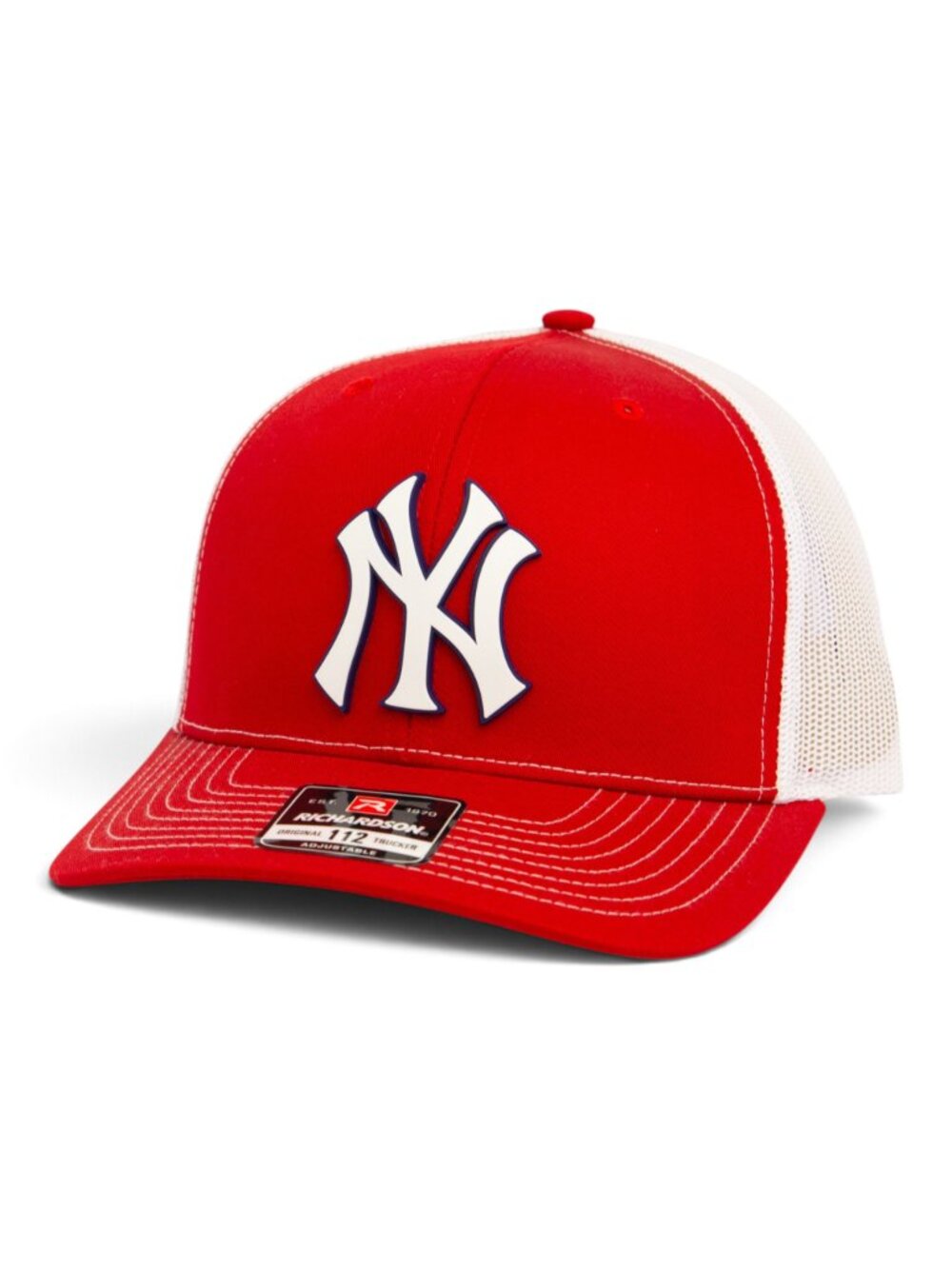 New York Yankees NY White 3D Snapback Trucker Hat- Red/ White